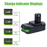 2Pack 3.5Ah P107 Battery and Charger Set for Ryobi 18V Battery, Compatible with Ryobi 18V ONE + P108 P107 P104 P105 P102 P103 Tools Charger with 260051002 P117 P118 POWTREE