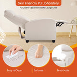 Polyurethane Leather Manual Recliner Chair - Modern Home Theater Sofa Furniture, Single Reclining Lounge With Backrest, Push Back Armchair, Beige Dopinmin