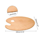 PATIKIL 16"x12" Wooden Paint Palette, Wood Painting Palette Color Mixing Round Paint Tray Palette with Thumb Hole for Oil Watercolor Artist, Brown PATIKIL