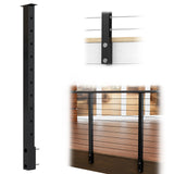 Muzata Black Side Mount Cable Railing Post 36 Inch 36"x2"x2" Level Drilled Space-Saving Stainless Steel Cable Railing System Kit Indoor Outdoor with User Guide PF02 BH4S Muzata