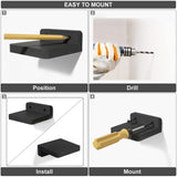 SRIWATANA Small Floating Shelves Wall Mounted, 4 Inch Wood Shelf for Decoration and Storage Set of 4, Mini Display Shelf for Bedroom, Bathroom, Kitchen, Office (Weathered Black) SRIWATANA