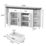 Gyfimoie Buffet Cabinet with Storage, Farmhouse Kitchen Sideboard Cabinet with Solid Wood Legs Coffee Bar Storage with Glass Door Side Shelves for Kitchen, Dining Room, Entryway Gyfimoie