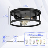 SKEJAO 13 inch Black Flush Mount Ceiling Light Fixture,2-Light Hallway Light fixtures Ceiling,Light Fixtures Ceiling Mount for Kitchen,Farmhouse,Bedroom (2 Pack) SKEJAO