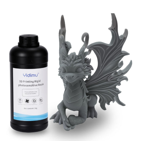 YIDIMU Standard Photopolymer 3D Printer Resin and Rapid 3D Resin for 8K 12K 14K 16K DLP LCD UV-Curing 405nm Resin with High Precision and Quick Curing & Excellent Fluidity (Grey) 1000g Yidimu