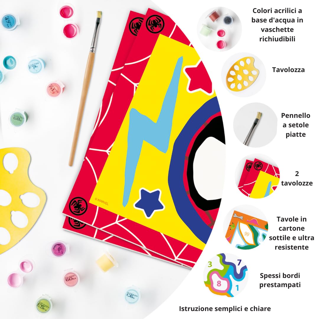 Ravensburger - CreArt Junior Series: Spidey, Paint by Numbers Children, Paint-by-Number Paints, Includes Complete Paint Kit and Frame, For Children 5+ Years, 32x22cm Ravensburger