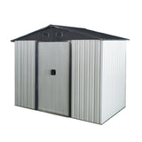 HiHomely 8ft 4ft Outdoor Metal Storage Shed with Sliding Door & Foundation – Durable, Weather -, Lockable for, Tools & Equipment (White + Black) (1 Doors) HiHomely