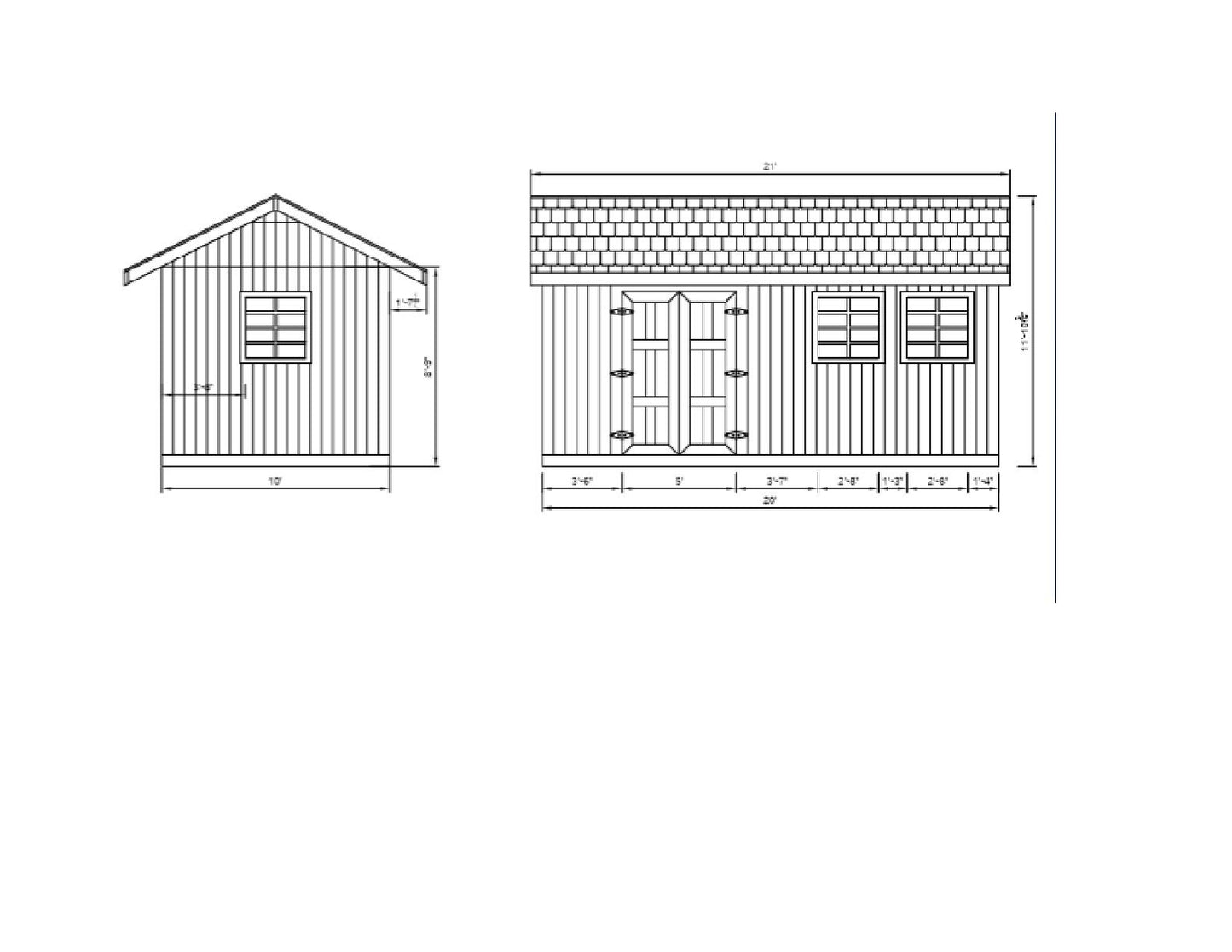 DIY Garden Storage Shed Plans - Gable Roof Design 10' x 20' - Backyard Utility House, 10x10gs1