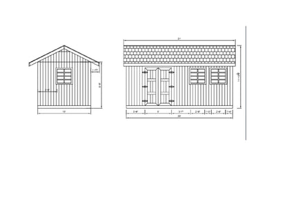 DIY Garden Storage Shed Plans - Gable Roof Design 10' x 20' - Backyard Utility House, 10x10gs1