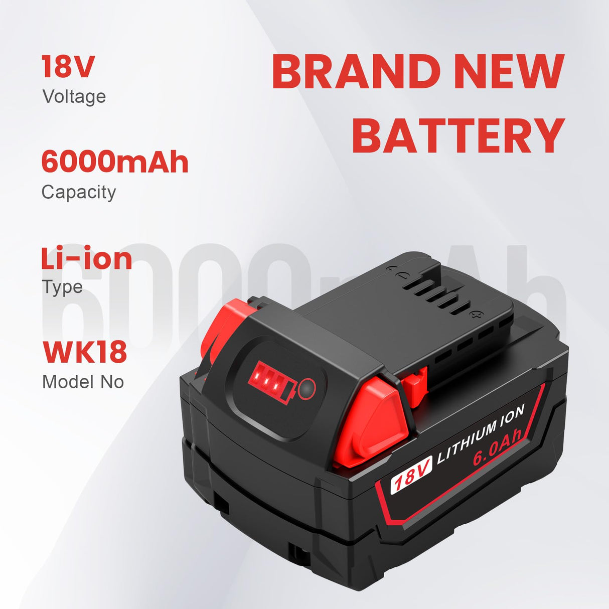 2Pcs 18V 6Ah Battery and N18-N14 18V Dual Port Charger Set for Milwaukee WK18 Tools 48-11-1850 48-11-1860 48-11-1820 48-11-1840 48-11-1830 48-11-1870 48-11-1880 Fast Charging Djsanu