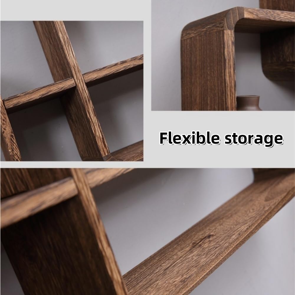 YWSXHS Collectibles Display Case, Wooden Cubby Box Display Shelf Organizer Storage, Wall Mountable Curio Display Case, Wall Mounted Shelves for Bedroom, Corridor, Entrance, Living Room, Office(Small) YWSXHS