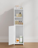 Hzuaneri Bathroom Storage Cabinet, Corner Floor Cabinet with Doors and Adjustable Shelf, Narrow Toilet Paper Cabinet, Bathroom Organizer for Small Spaces, White BC19703X Hzuaneri