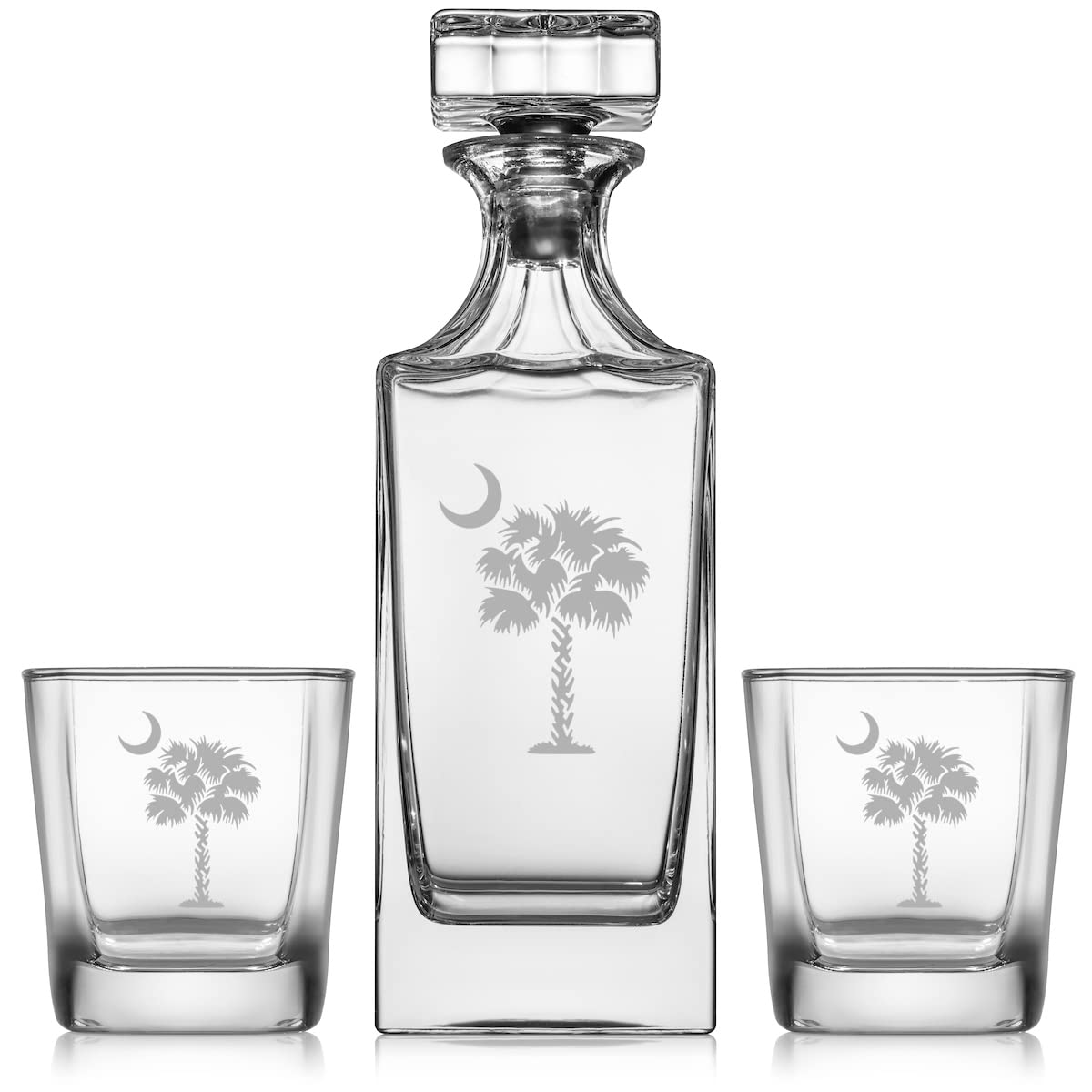 Whiskey Decanter Gift Set With 2 Whiskey Old Fashioned Rocks Glasses Duck Head C82