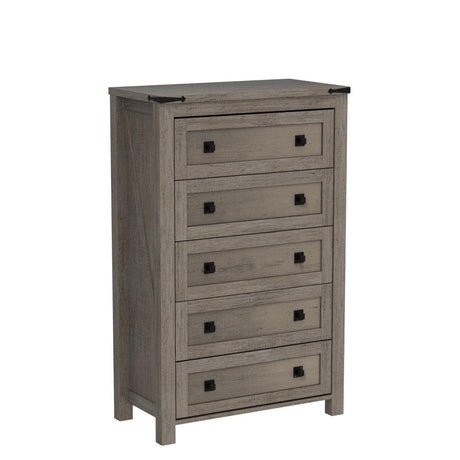 T4TREAM Farmhouse 5 Drawers Dresser Chests for Bedroom, Wood Rustic Tall Chset of Drawers,Dressers Organizer for Bedroom, Living Room,Hallway, Light Rustic Oak T4TREAM