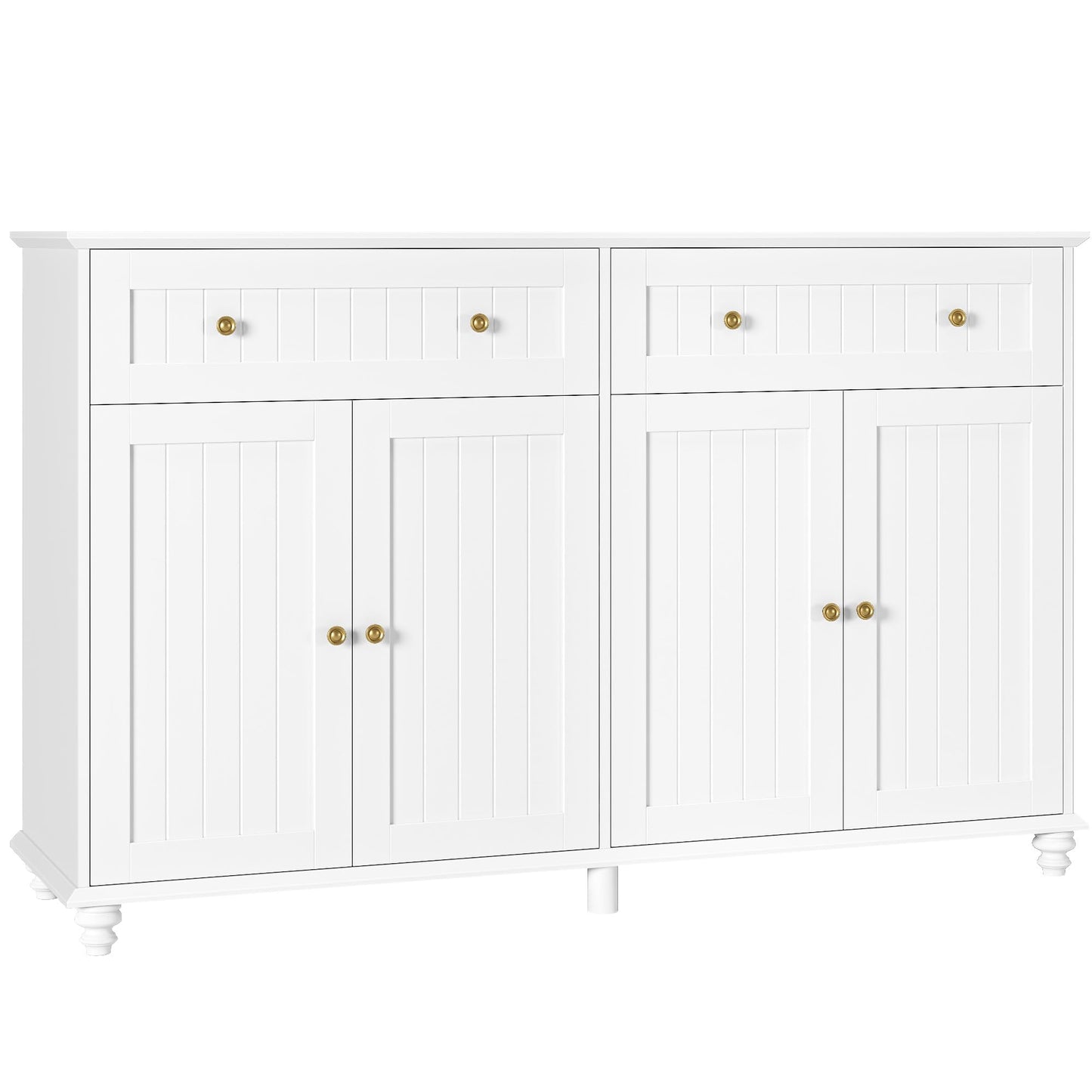 finetones Buffet Cabinet with Storage, 55.1” Large Sideboard Buffet Cabinet, White Kitchen Cabinet Display Cabinet with 2 Drawers and 4 Doors, Wood Coffee Bar Cabinet for Kitchen Dining Room - WoodArtSupply