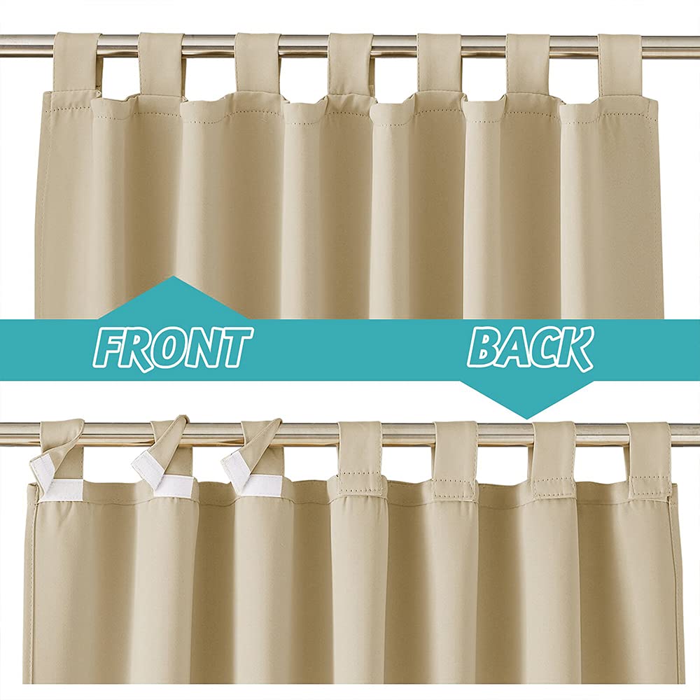 RYB HOME Patio Curtains Outdoor 2 Panels - Detachable Top Waterproof Outdoor Blackout Curtains Drapes for Porch Pergola Gezebo Cabana Sun Room Deck, W 52 x L 84 inch Long, Beige RYB HOME