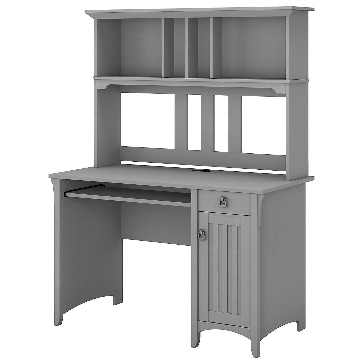 Bush Furniture Salinas Computer Desk with Hutch | Study Table with Drawers, Cabinets & Pullout Keyboard/Laptop Tray | Modern Home Office Desk in Cape Cod Gray | Work Desk with Storage - WoodArtSupply