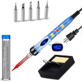 Soldering Iron Kit,80W LCD Screen Soldering Iron, Portable Digital Electronics Soldering Gun with Adjustable Temperature, Welding Tools with Fast Heating Ceramic Thermostatic Design KLARYTYMA