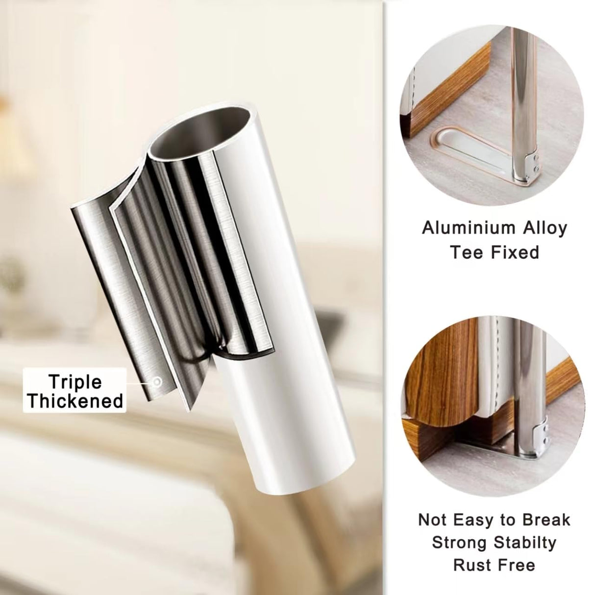 Mosqutent King Size Canopy Bed Frame with Stainless Steel Poles and Bedroom Decor Bracket Mosqutent