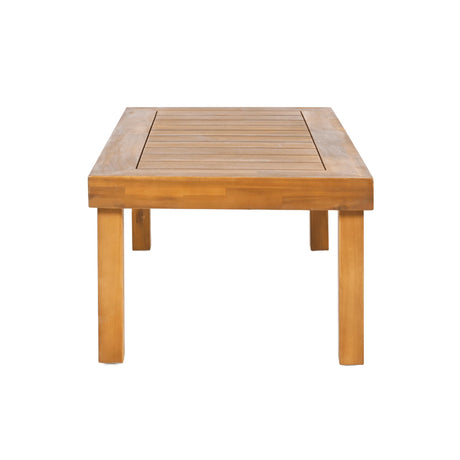 Christopher Knight Home Havets 3 Pieces Outdoor Acacia Furniture Set, Slat Panel Couch, Spacious Seating Armchair, 6" Thick Cushions Sofa and Coffee Table Set for Backyard Garden Balcony, Teak+Beige Christopher Knight Home