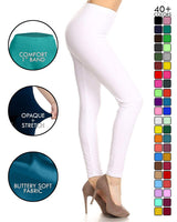 Leggings Depot Womens 1" Waistband High Waisted Solid Leggings Pants (Full Length, White, One Size) Leggings Depot