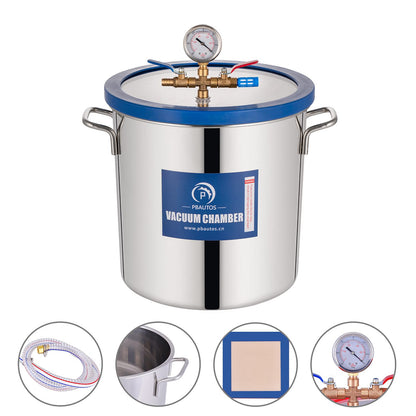 5 Gallon Vacuum Chamber, Tempered Glass Lid Stainless Steel Degassing Chamber Perfect for Stabilizing Wood, Degassing Silicones, Epoxies and Essential Oils - WoodArtSupply