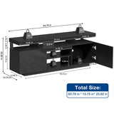 HOMMPA LED TV Stand for up to 70" TV Modern Entertainment Center with Power Outlets, Gaming TV Consoles with Storage Media Table with LED Lights Game Cabinet for Living Room Black HOMMPA