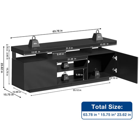 HOMMPA LED Coffee Tables for Living Room 2 Piece Set, Lift Top Coffee Table and LED TV Stand with Power Outlets for up to 70" TV, Coffee Table with Hidden Compartment & 2 Open Shelve & 2 Drawers Black HOMMPA