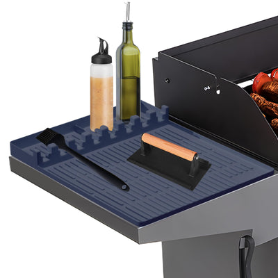 Silicone Grill Mat Accessories for Blackstone Outdoor Grill | Griddle Mat Tools Prep Trays with Drip Pad | Spatula Mat Side Shelf Mat Barbeque Grill Accessories | Food-Grade Silicone Griddle Mat