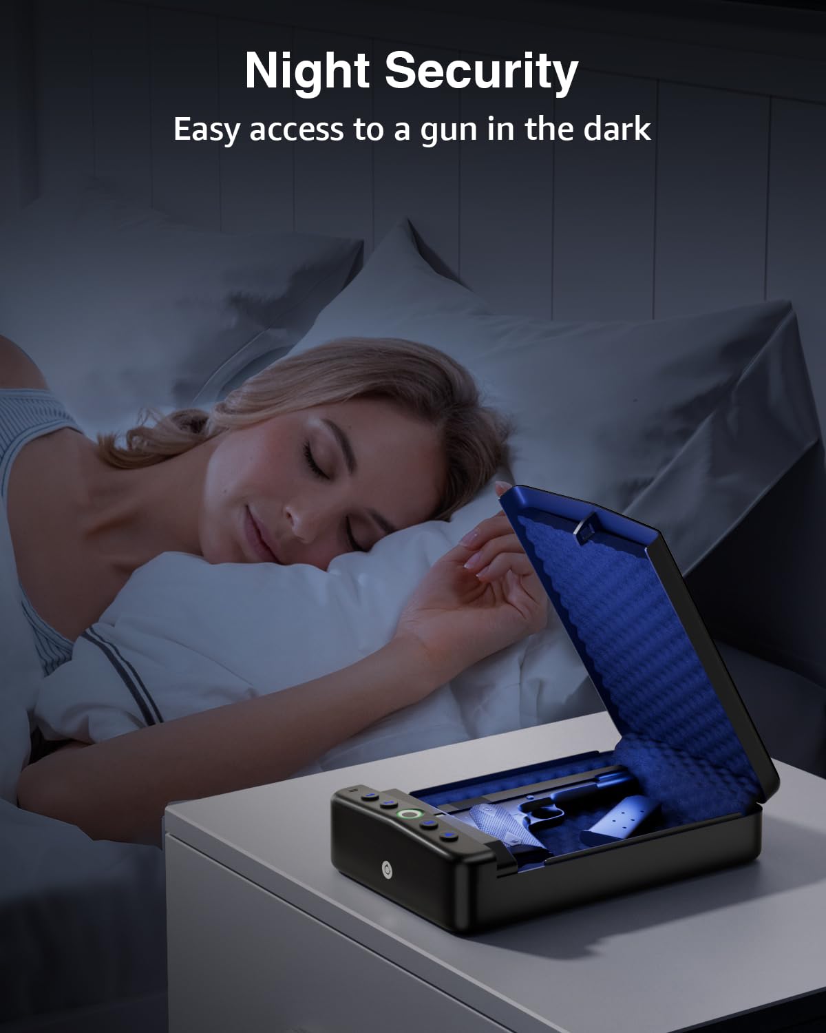 MOLICAR Car Gun Safe, Small Biometric Gun Safe for Handgun, Portable Fingerprint Quick Access Pistol Safe for Nightstand Bedside MOLICAR