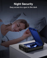 MOLICAR Car Gun Safe, Small Biometric Gun Safe for Handgun, Portable Fingerprint Quick Access Pistol Safe for Nightstand Bedside MOLICAR