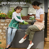 EAST OAK Outdoor Storage Box, 100 Gallon Deck Box, Waterproof Resin Storage Bench for Patio Cushions, Gardening Tools, Pool Toys, Lockable, UV Resistant, Grey EAST OAK