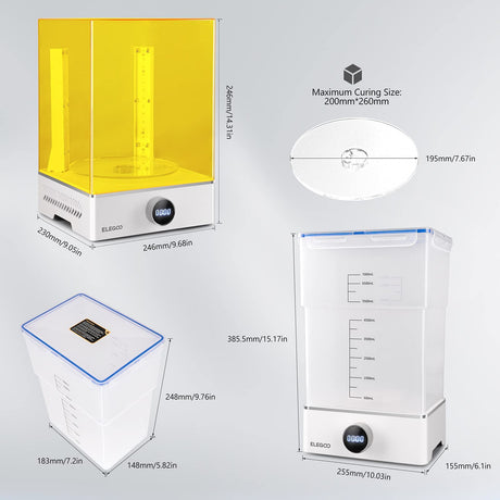ELEGOO Mercury X Bundle with Separate Wash Station and Cure Station for Large Resin 3D Printed Models, Compatible with Saturn, Mars MSLA 3D Printers ELEGOO
