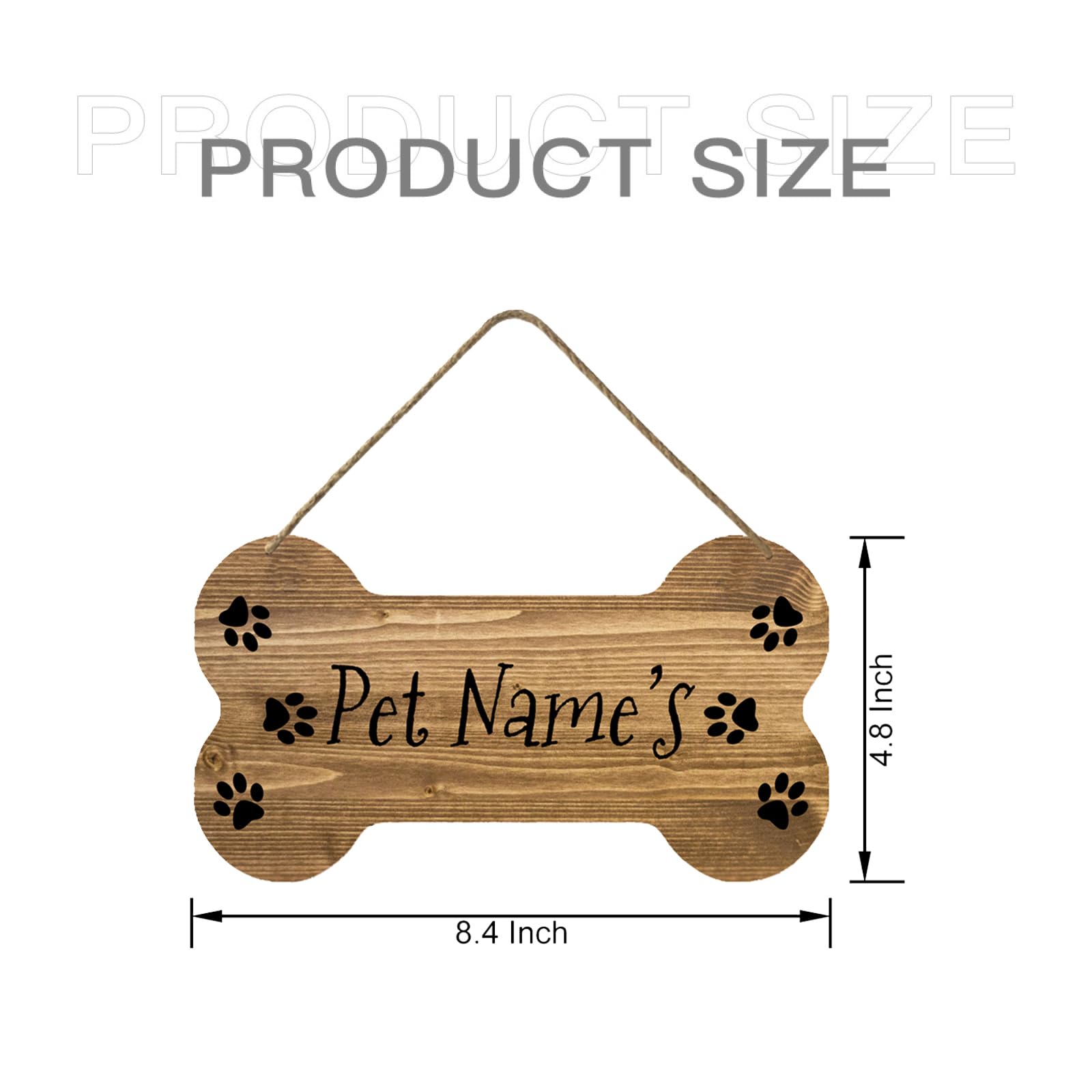 Generic Personalized Dog Bone Sign with Name Custom Dog House Wood Sign Paw Prints Sign for Home Farmhouse Wall Decor, 8.4 x 4.8 inch - WoodArtSupply