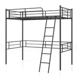 Giantex Metal Loft Bed Twin Size for Juniors & Adults, Loft Bed Frame with Ladder & Safety Guardrail, 61" Under-Bed Space, Space-Saving Twin Bed for Teens, No Box Spring Needed (Black) Giantex
