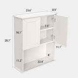 Bathroom Wall Cabinet Wooden with 2 Doors,Over the Toilet Storage Cabinet,Bathroom and Laundry Wall Mount Storage Medicine Cabinet with Open and Adjustable Shelf,Easy Assembly (Style A -1 PC, White) NewBeth