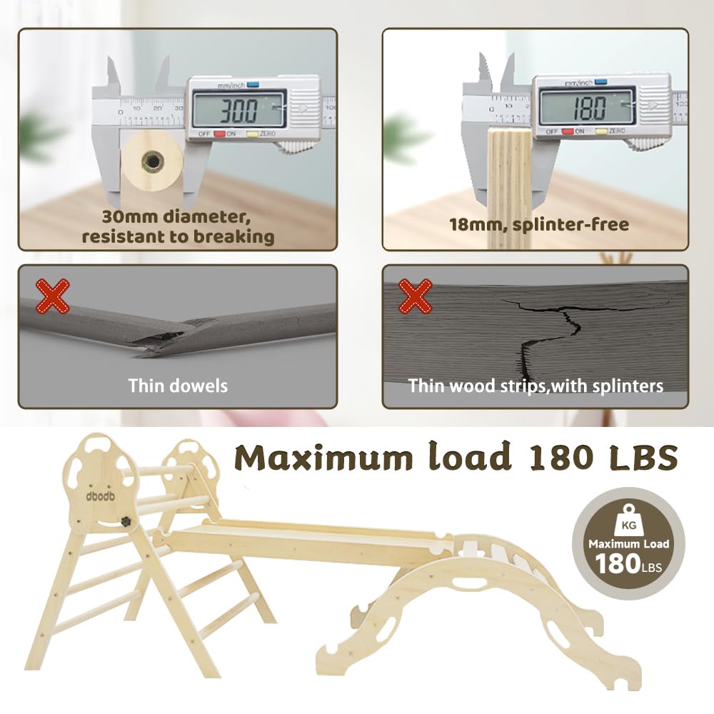 Pikler Triangle Set 7in1 Montessori Foldable Wooden Baby Climbing Toys for Toddlers 18months-6years Inside Jungle Play Gym for Kids,Indoor Playground with Ramp,Arch and Ladder dbodb