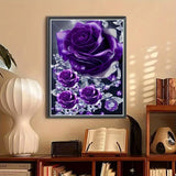 STGLCR Rose Diamond Painting Kits for Adults Purple Rose DIY 5D Diamond Art Kits Full Drill Diamond Dots Flowers Paintings with Diamonds Gem Art and Crafts Home Decor 12x16inch STGLCR