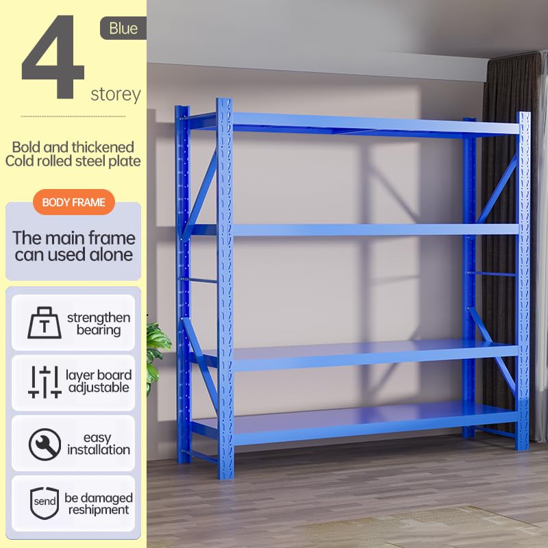 Storage Shelves Heavy Duty, Metal Garage Shelving Units, 4 Tier Storage Rack Shelf, Steel Industrial Shelving, Adjustable Standing Shelf for Basement/Warehouse (Blue, W47.24*D19.69*H78.74) Generic