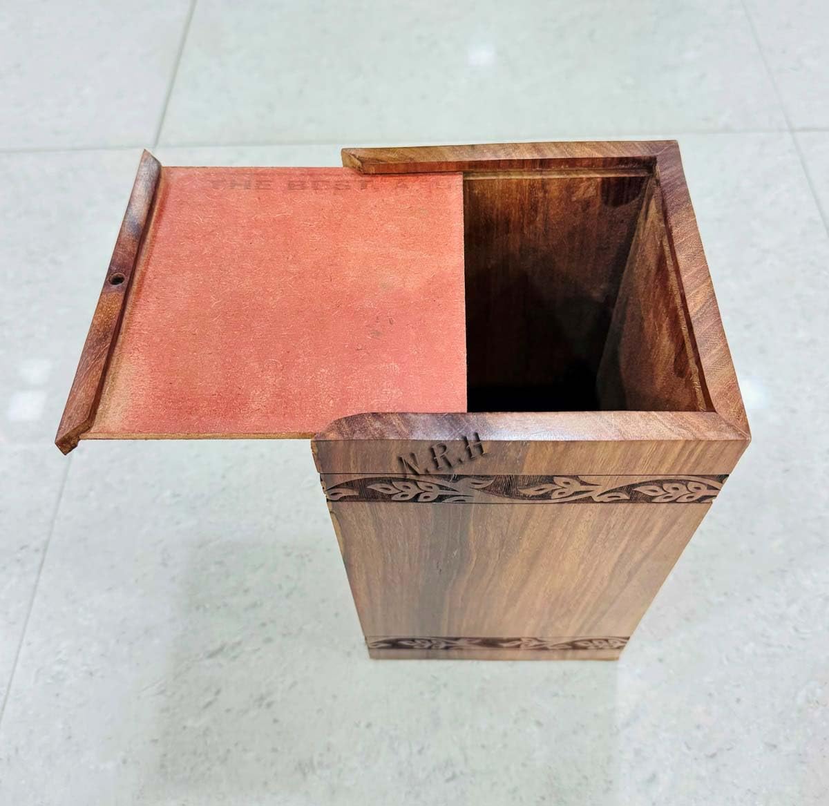 Carved Cross of Jesus Under The Book Handcrafted Rosewood Borders Engraving Wooden Cremation Box/Urns for Human Ashes Adult, Funeral Urn Box Nautical Replica Hub