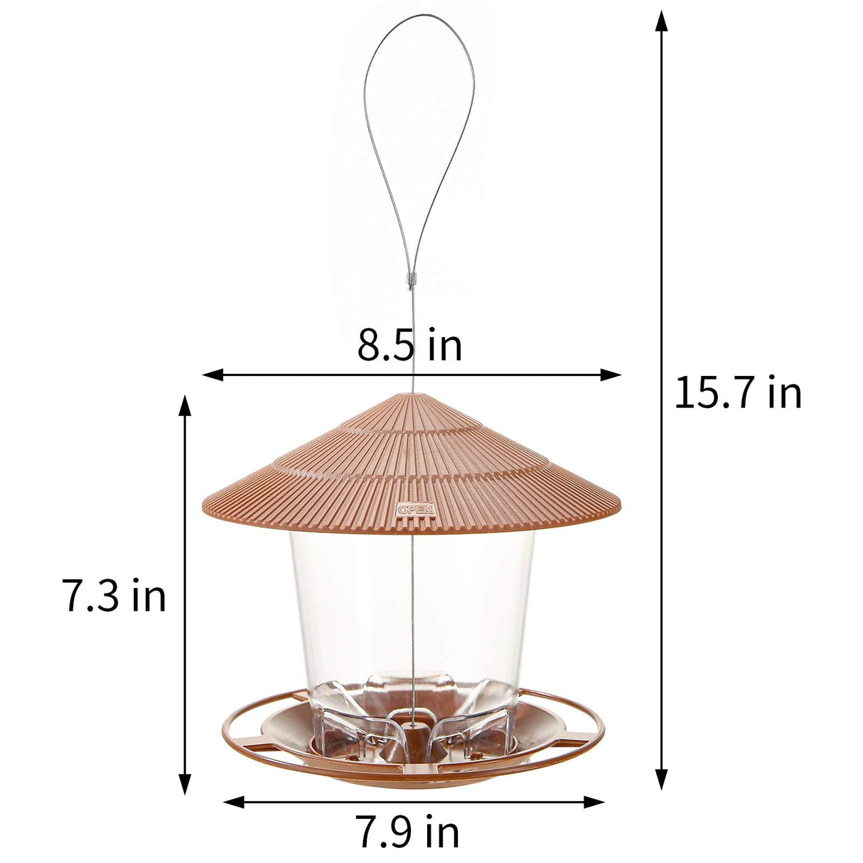 Hanizi Hanging Bird Feeder Squirrel Proof for Outdoor Wild Bird Seed, Brown Hanizi