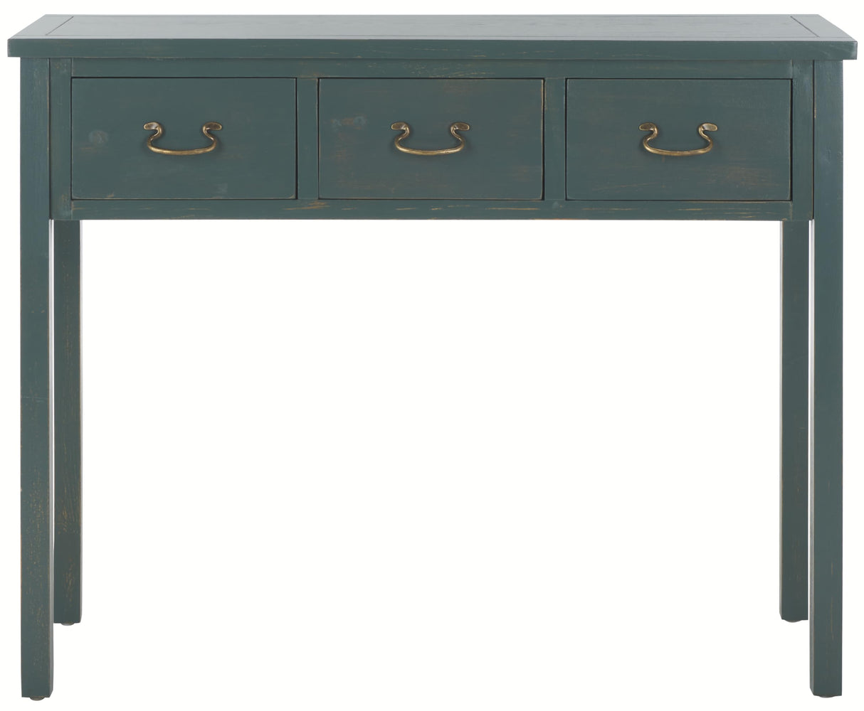 SAFAVIEH Home Collection Cindy Farmhouse Dark Teal 3-Drawer Console Table Safavieh