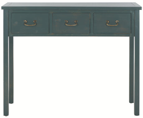 SAFAVIEH Home Collection Cindy Farmhouse Dark Teal 3-Drawer Console Table Safavieh