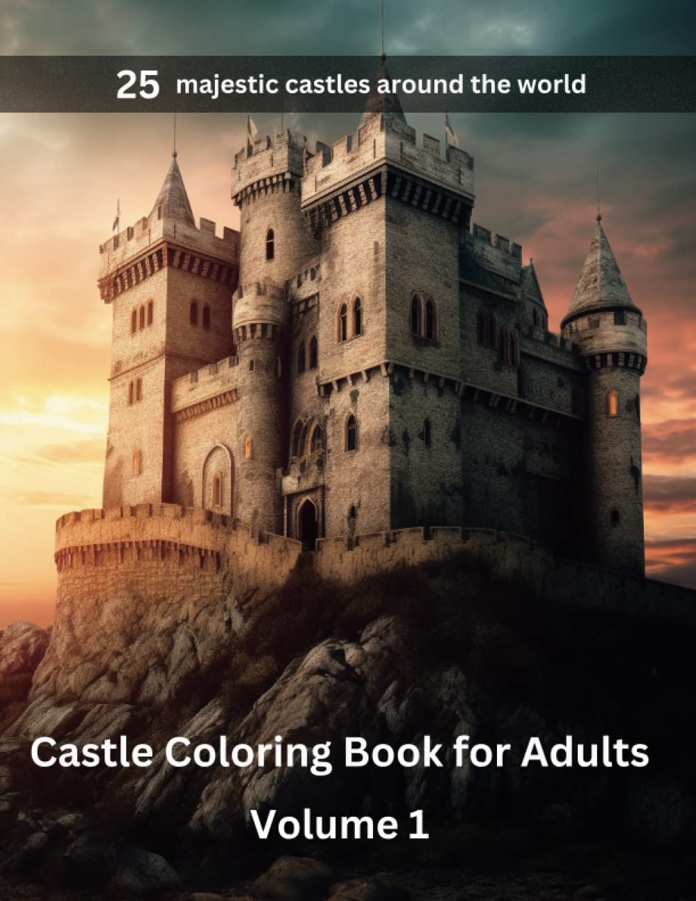 Castle Coloring Book for Adults: Grayscale Ilustrations (Castles of the World) Majosta