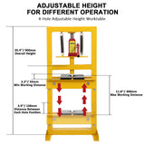 GarveeTech Hydraulic Press 6 Ton Hydraulic Shop Press, H-Frame Garage Floor Benchtop Press Adjustable Shop Press with Plates, Adjustable Working Table Height, for Gears and Bearings, Yellow GarveeTech