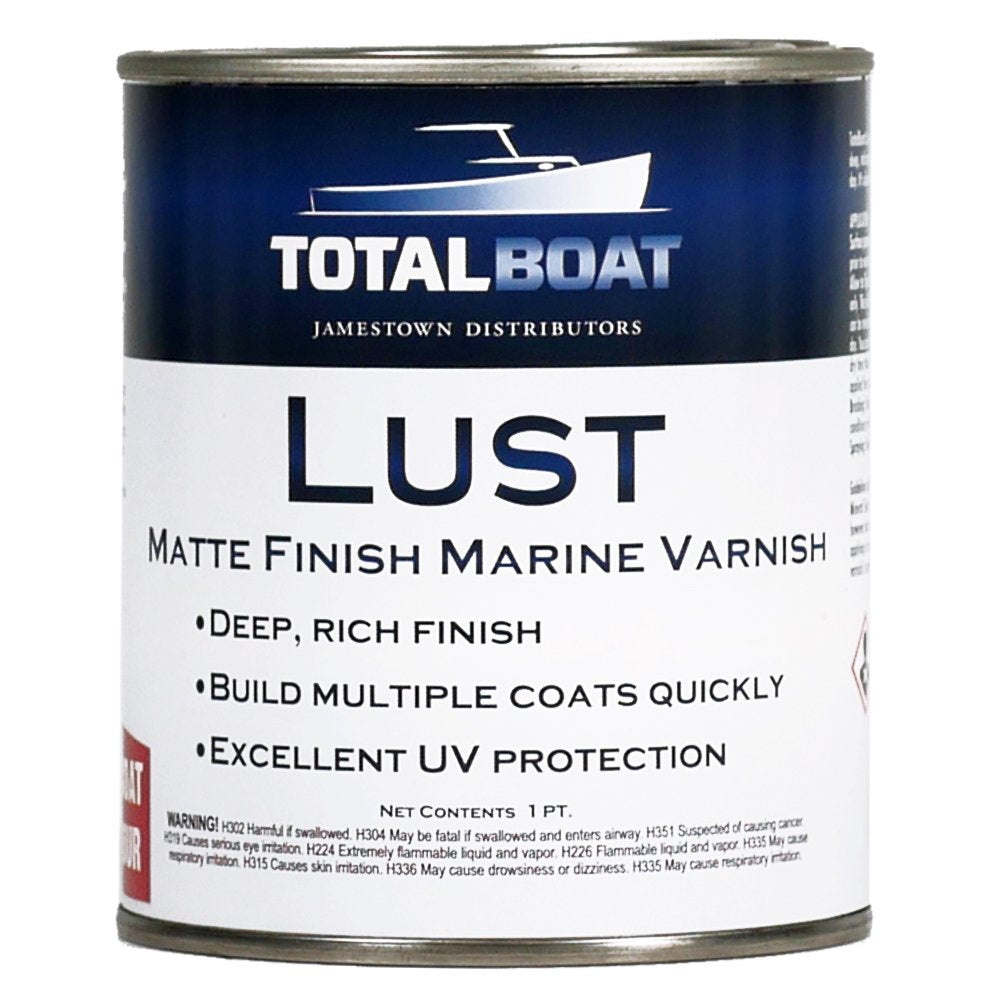 TotalBoat Lust Marine Varnish, High Gloss and Matte Finish for Wood, Boats, Outdoor Furniture (Matte, Pint) TotalBoat