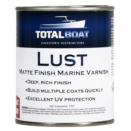 TotalBoat Lust Marine Varnish, High Gloss and Matte Finish for Wood, Boats, Outdoor Furniture (Matte, Pint) TotalBoat