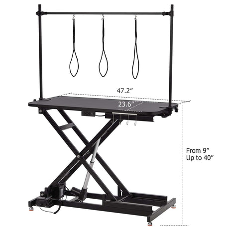 Upgraded 47” Electric Dog Grooming Table, 9"- 40" Height Adjustable Heavy Duty Electric Grooming Table with Anti Slip Tabletop, 3 Grooming Noose, for Dogs&Cats, Black Towallmark