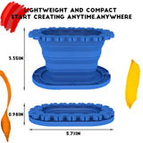 SUWARMN Paint Brush Cleaner Rinse Cup (All-in-One), Foldable Brushes Holder & Brush Cleaning Cup for Acrylic, Watercolor, and Water-Based Mediums, for Fine Art, Studio, Classroom(Blue) SUWARMN