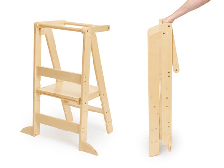 Foldable Kitchen Stool for Kids - Foldable Toddler Tower, Kitchen Stool for Toddlers, Toddler Standing Tower, Toddler Tower, Kids Stool (Wood Color) Kieno Kids