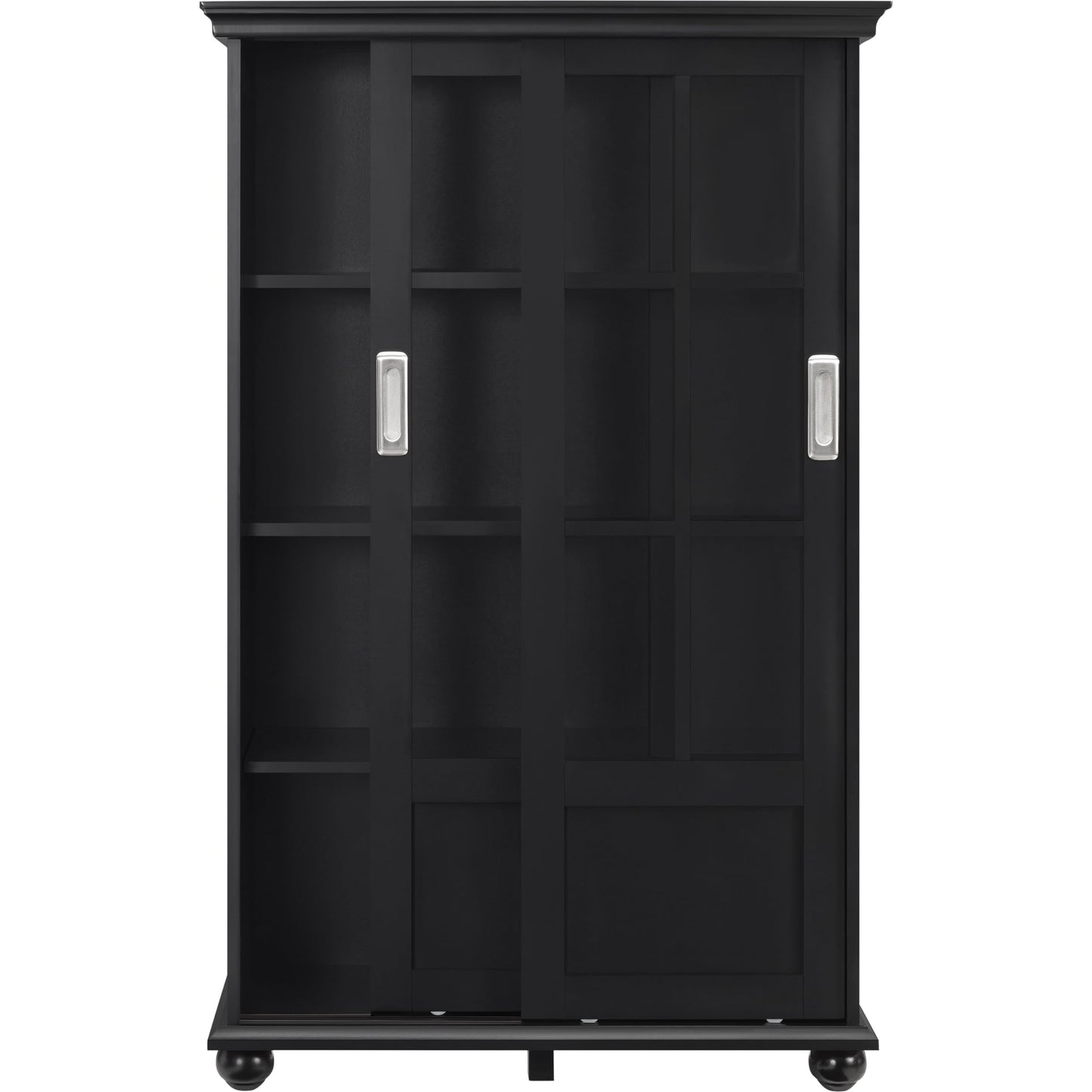 Ameriwood Home Aaron Lane Bookcase with Sliding Glass Doors, Black - WoodArtSupply